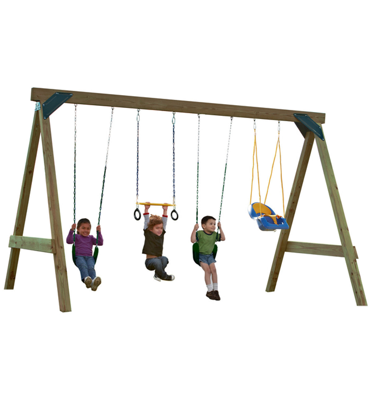 Studio of kids using the scout swing set