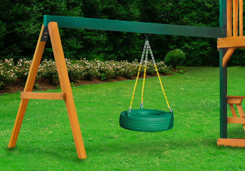 Lifestyle shot of the Tire Swing Add-On from PlayNation.