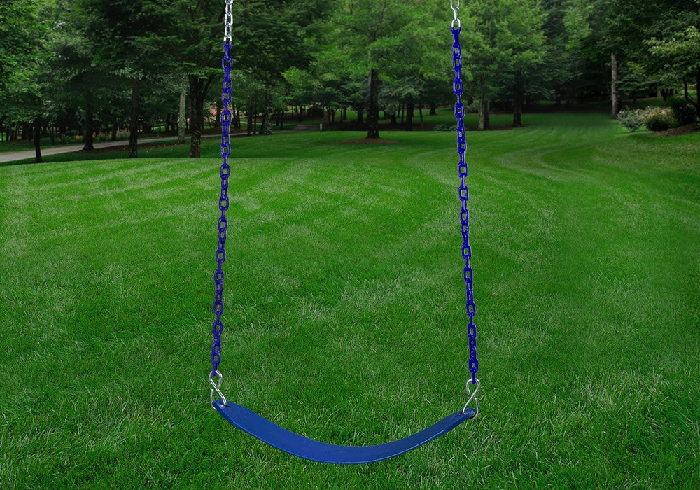 Outdoor shot of blue Deluxe Swing Belt from PlayNation.