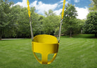 Outdoor shot of Yellow Full Bucket Toddler Swing from PlayNation.